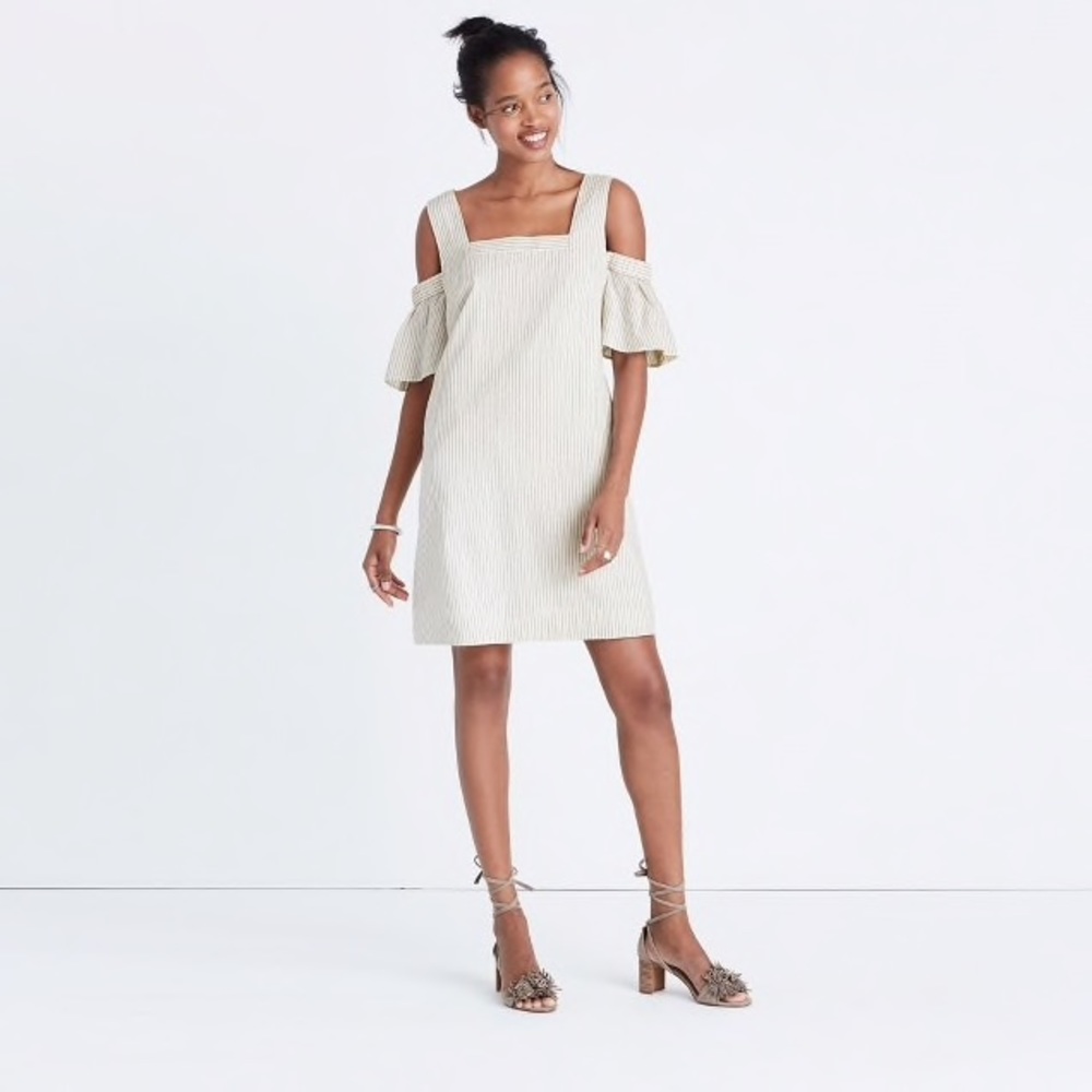 Madewell Striped Cold Shoulder Dress